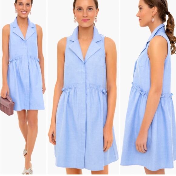 Tuckernuck Oxford Blue Sleeveless Royal Shirt Dress Medium - Picture 9 of 9